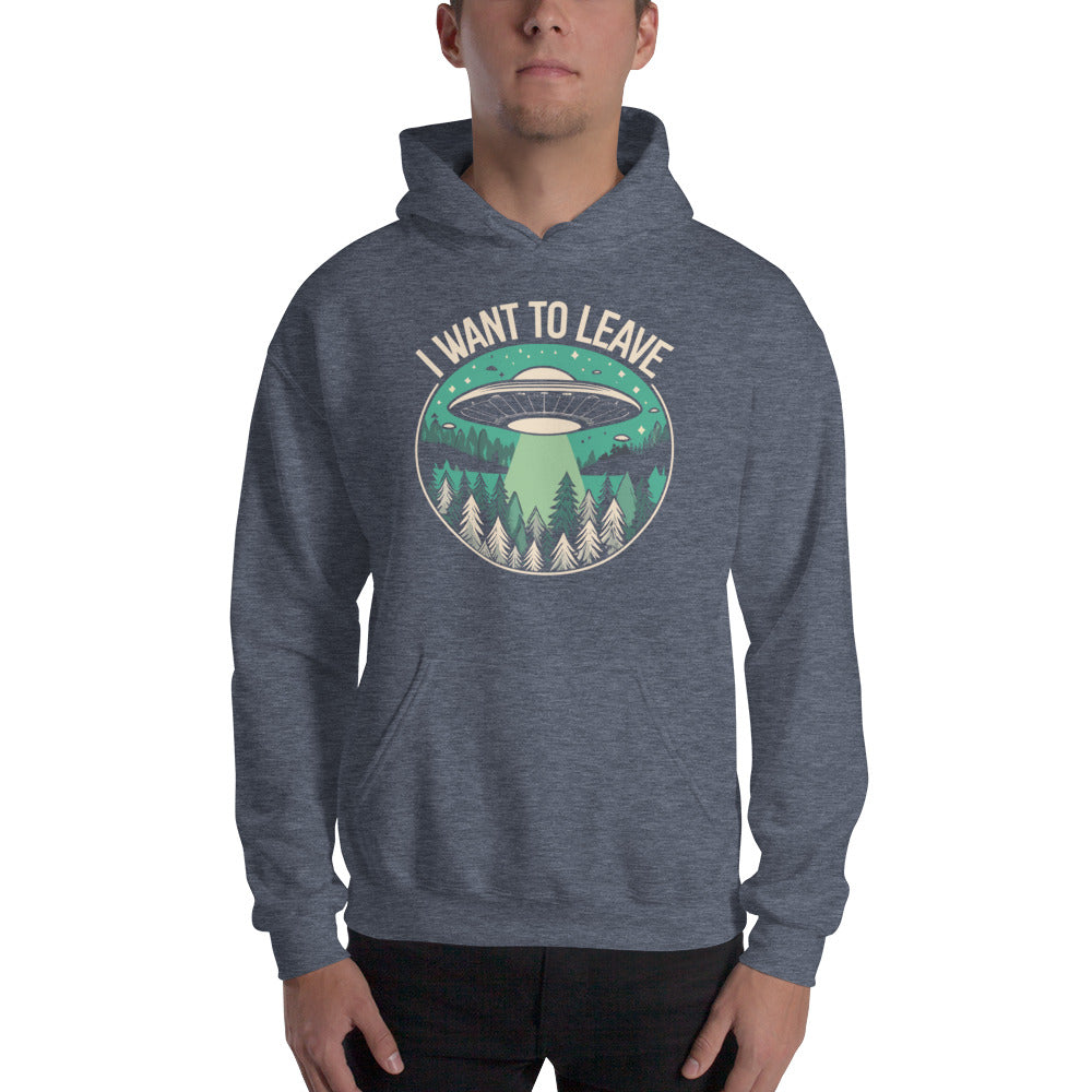 I Want To Leave Hooded long-sleeve tee - heather grey hoodie