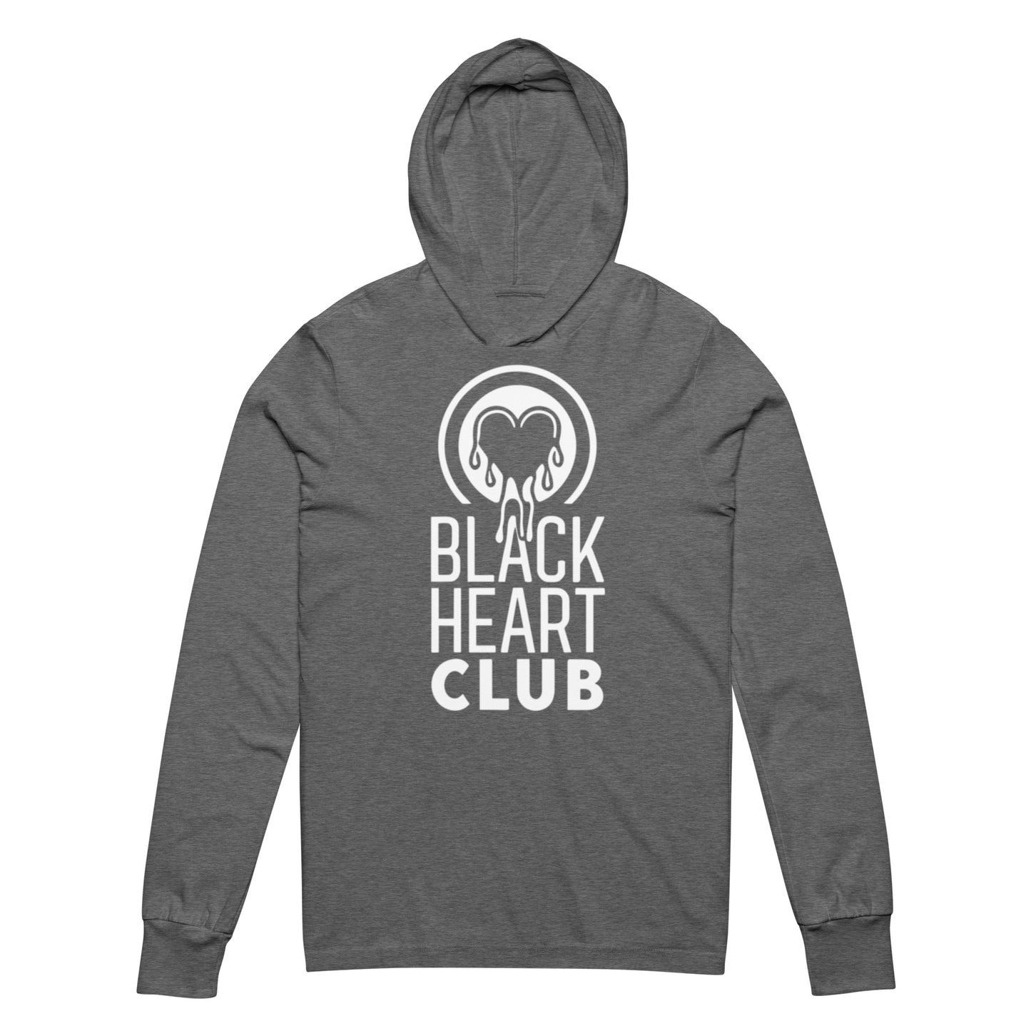 "Black Heart Club" Hooded Long-Sleeve Tee - grey tee