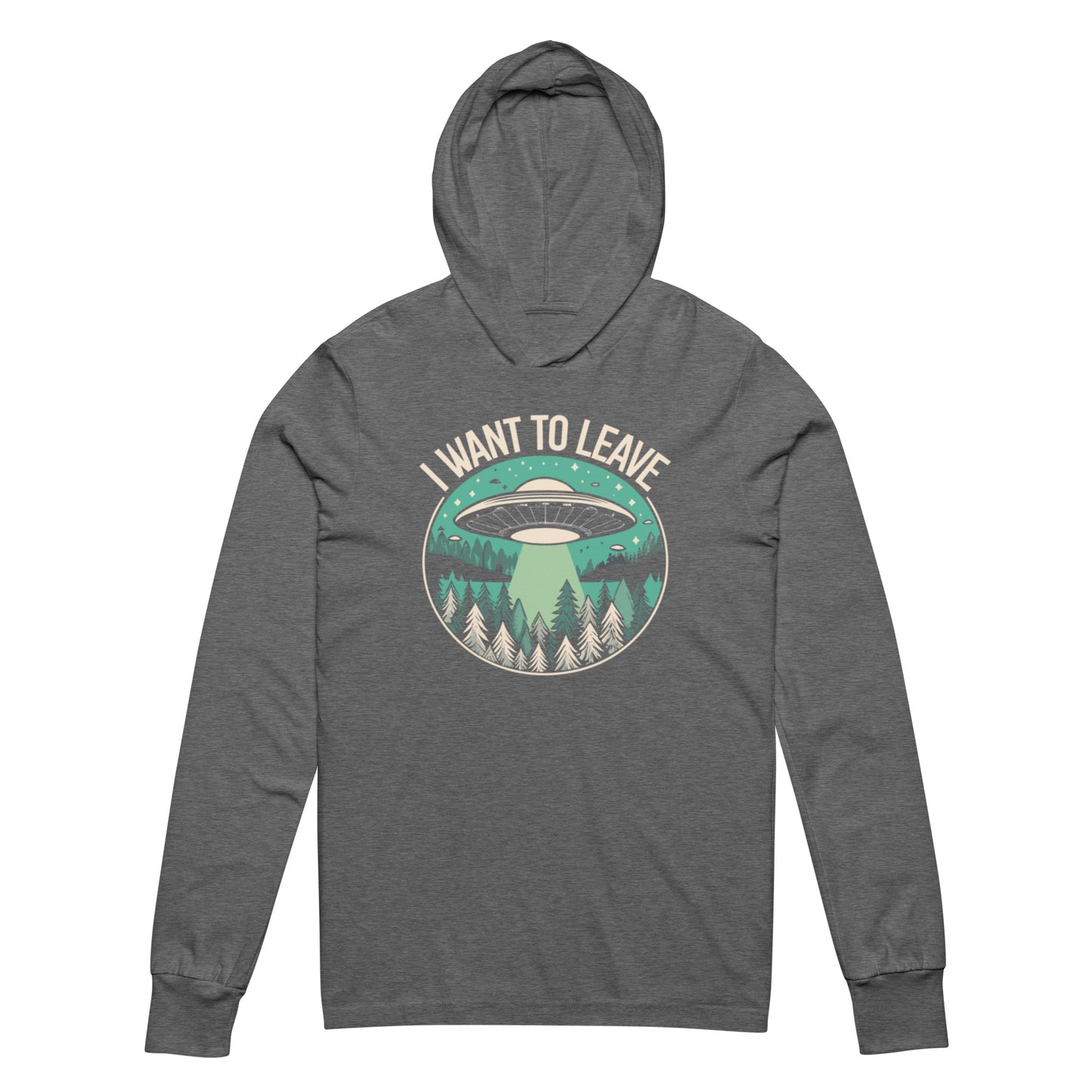 I Want To Leave Hooded long-sleeve - grey tee