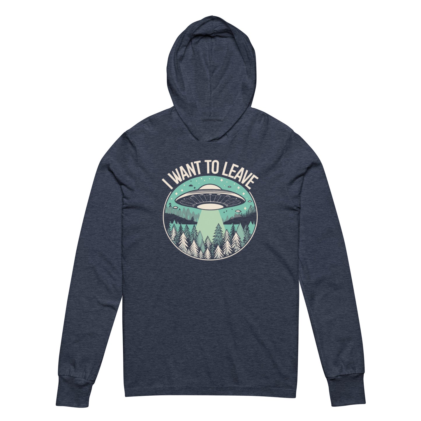 I Want To Leave Hooded long-sleeve tee - navy