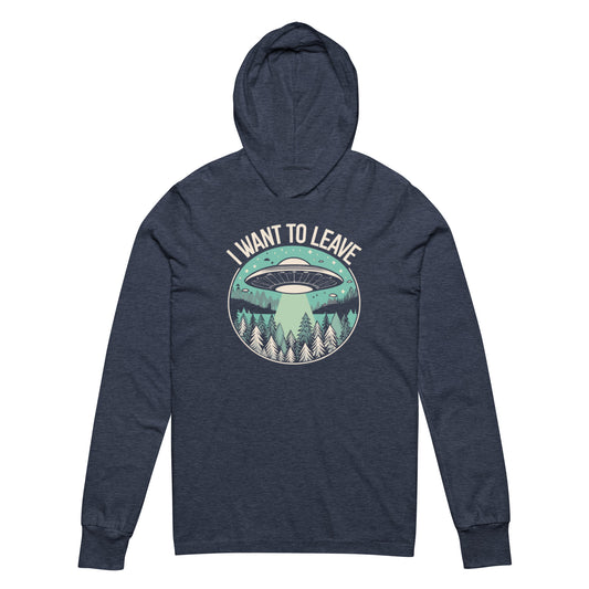 I Want To Leave Hooded long-sleeve tee - navy