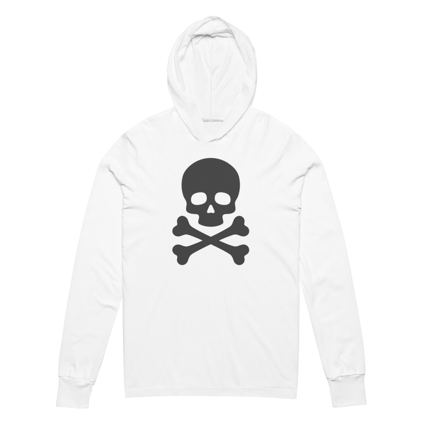 Classic Skull & Cross Bones Hooded Long-sleeve Tee - white tee black skull logo