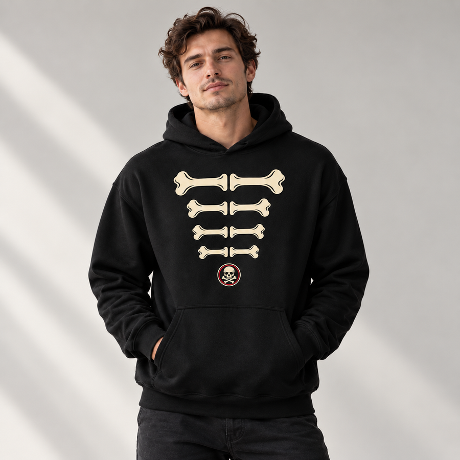 Bare Bones Ribs Stacked Skeleton Hoodie graphic tee