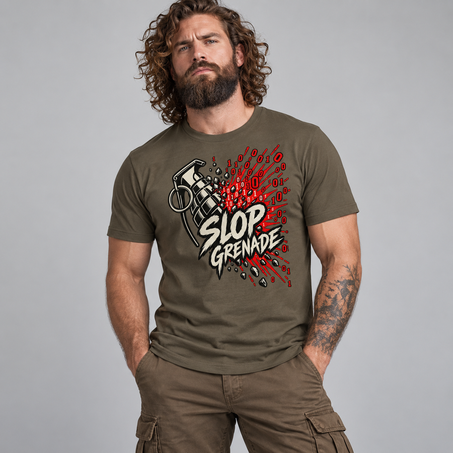 Slop Grenade AI Workplace T-Shirt AI Slop Workplace Satire Tee