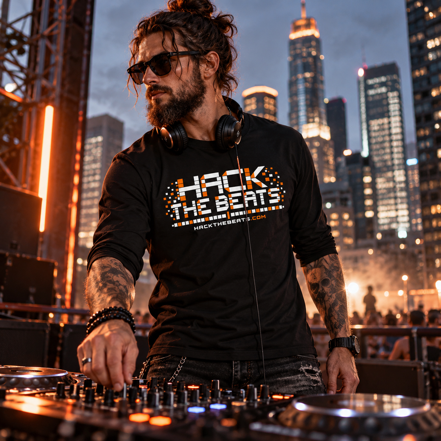 Hack the Beats Music By Code Long Sleeve Tee graphic tee