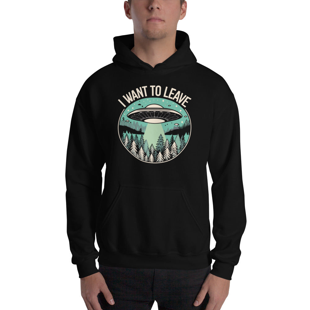 I Want To Leave Hooded long-sleeve tee - black hoodie