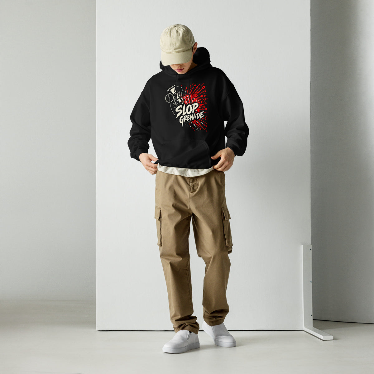 Slop Grenade AI Workplace Hoodie Graphic Tee — view 5