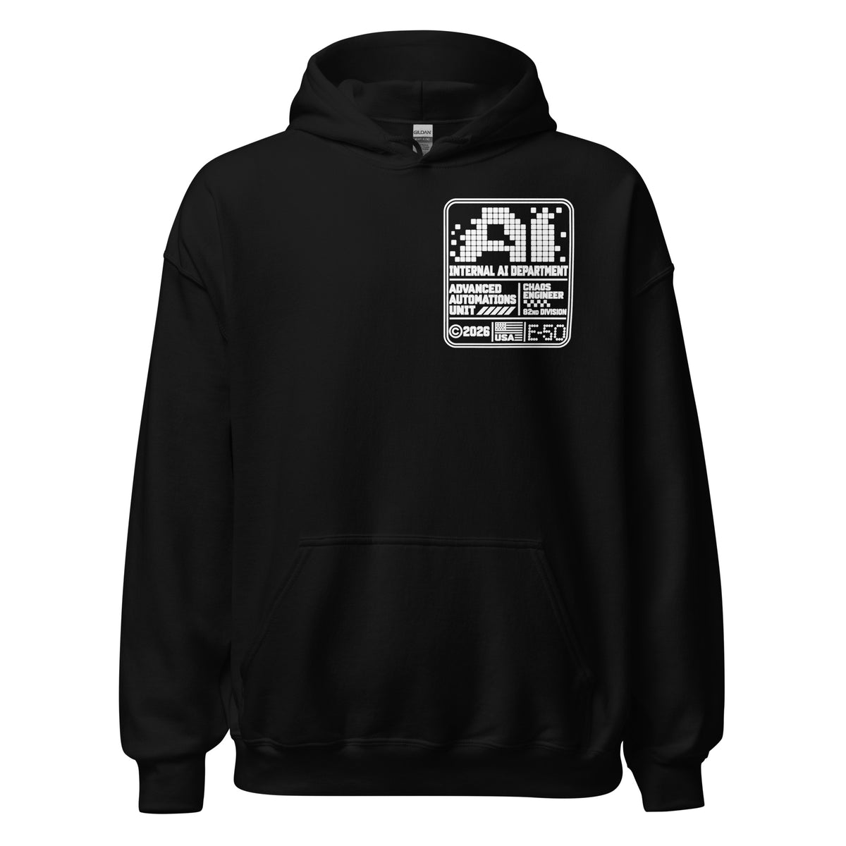 Chaos Engineer Badge Internal AI Department Hoodie Graphic Tee — front view