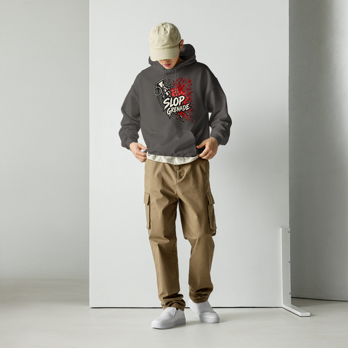 Slop Grenade AI Workplace Hoodie Graphic Tee — view 7