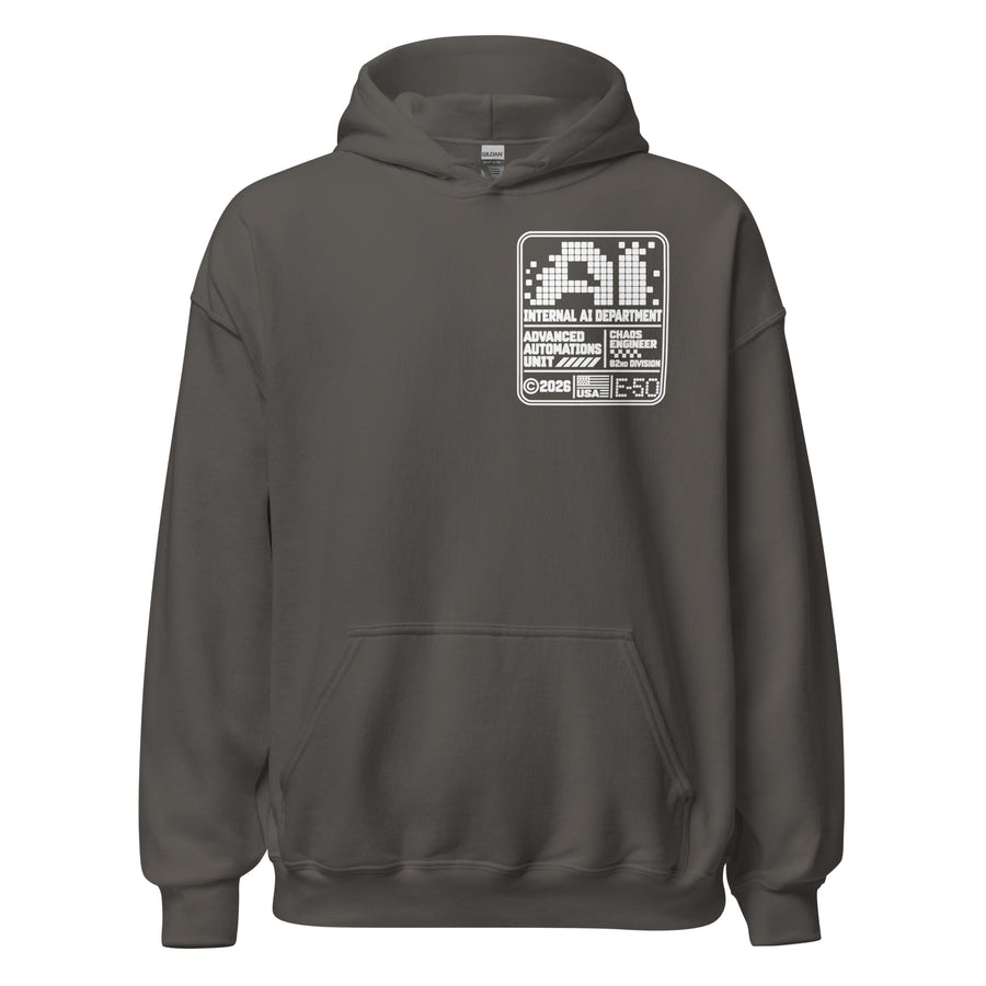 Chaos Engineer Badge Internal AI Department Hoodie graphic tee — back view