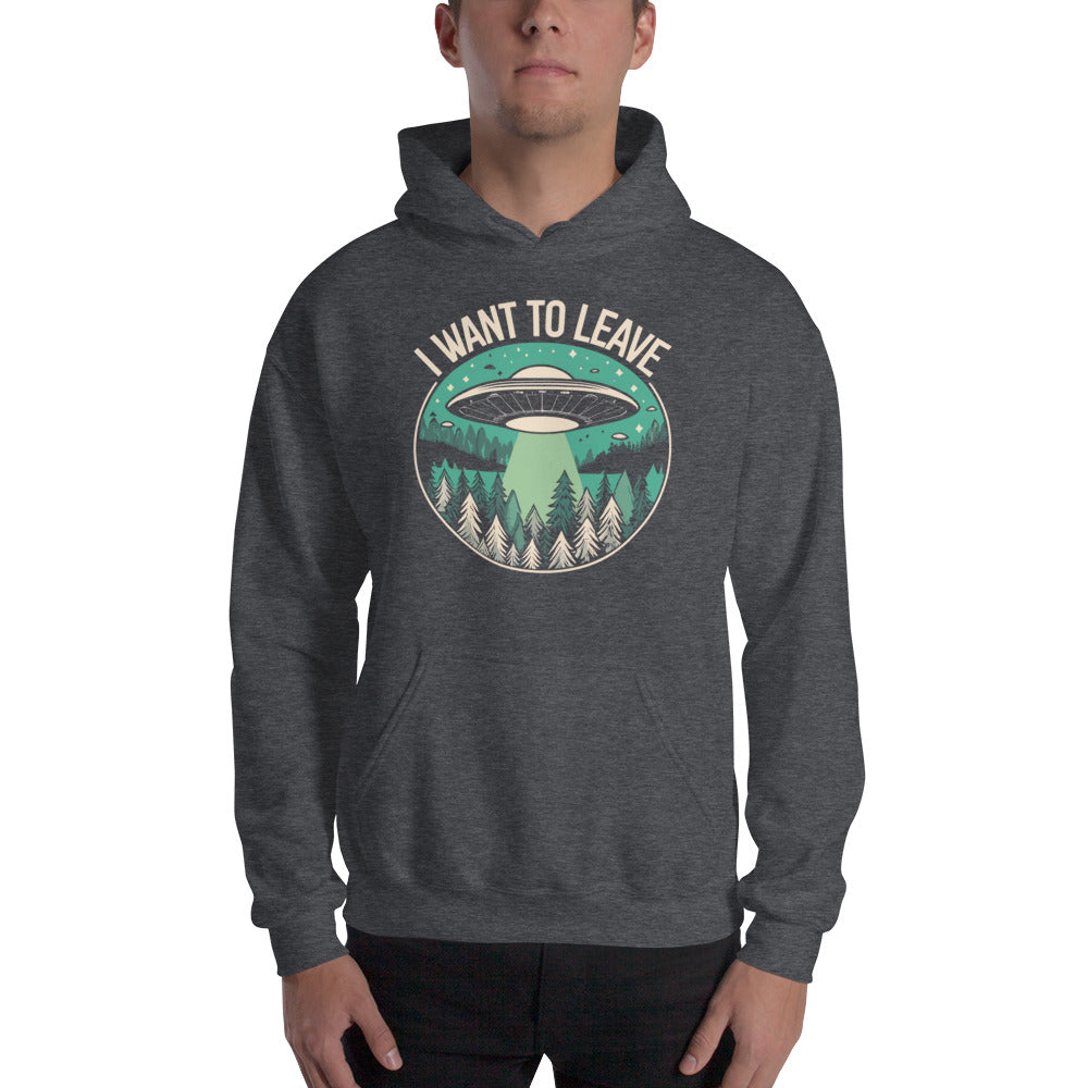 I Want To Leave Hooded long-sleeve tee - dark heather hoodi e