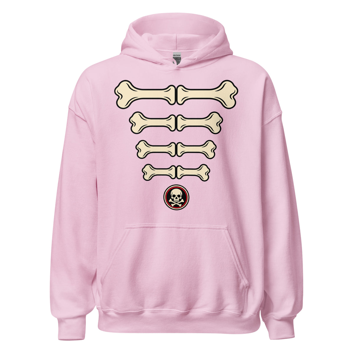 Bare Bones Ribs Stacked Skeleton Hoodie Graphic Tee — view 3
