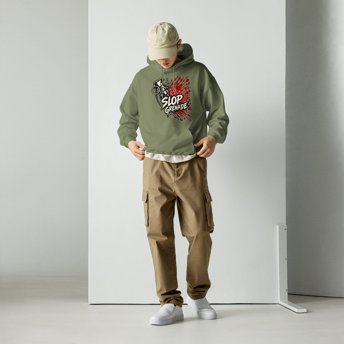 Slop Grenade AI Workplace Hoodie Graphic Tee — view 9