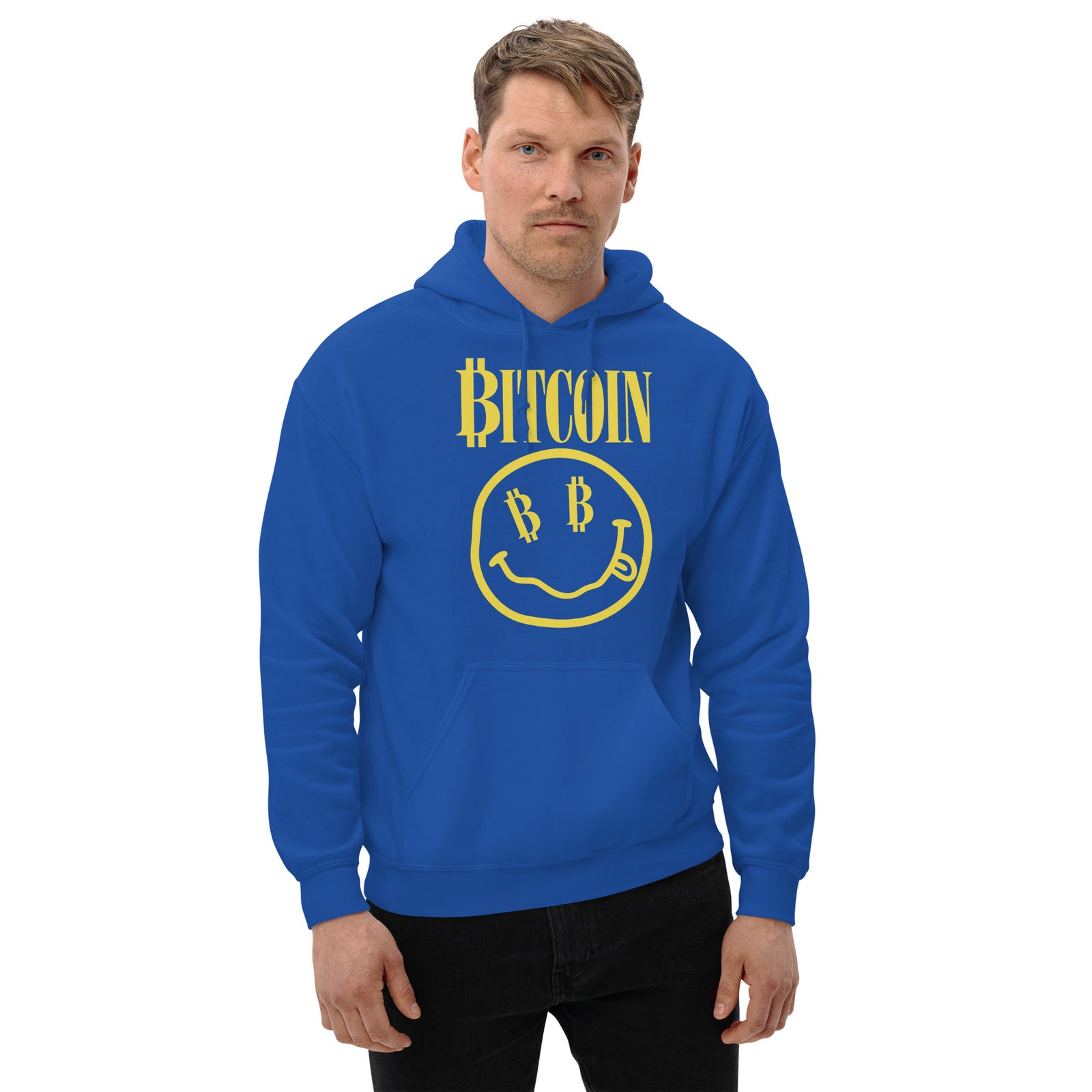Bitcoin Smiley Face Crypto Graphic Sweatshirt Hoodie Bitcoin Smiley Crypto Hoodie — view 6