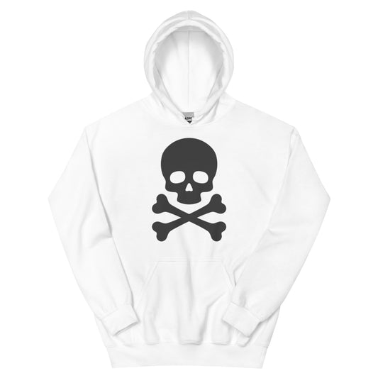 Classic Skull & Cross Bones Hoodie Sweatshirt - white hoodie black skull logo