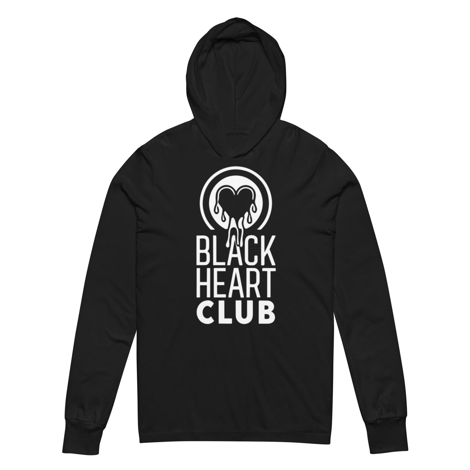 "Black Heart Club" Hooded Long-Sleeve Tee - black