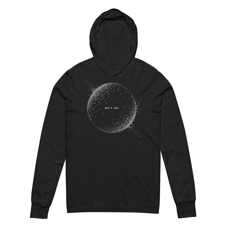 Don't Die Minimal Dot Sphere Hooded Long-sleeve Tee graphic tee — back view