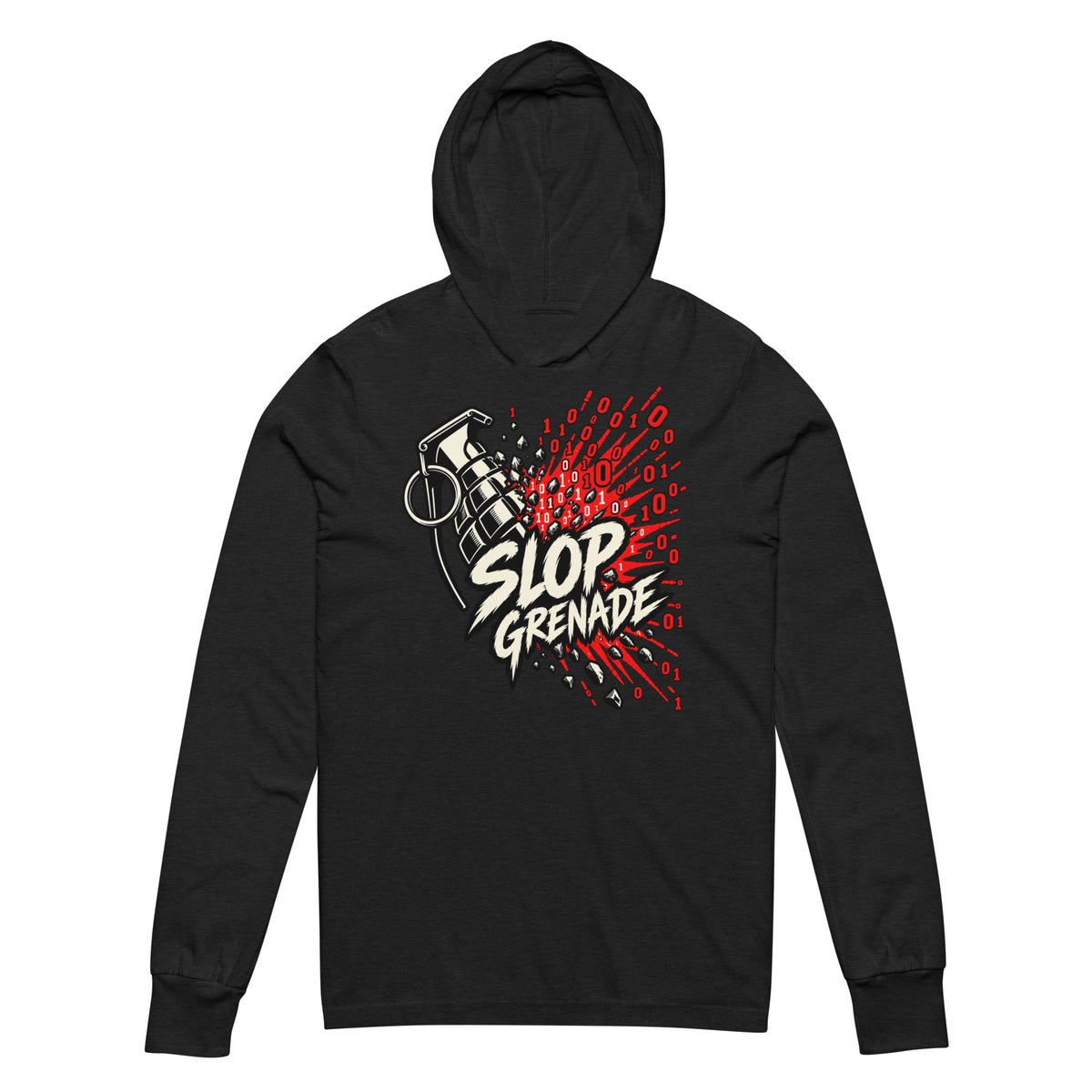 Slop Grenade AI Workplace Hooded long-sleeve tee Graphic Tee — front view