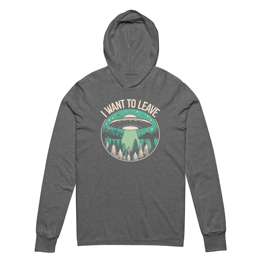 I Want To Leave Hooded long-sleeve - grey tee
