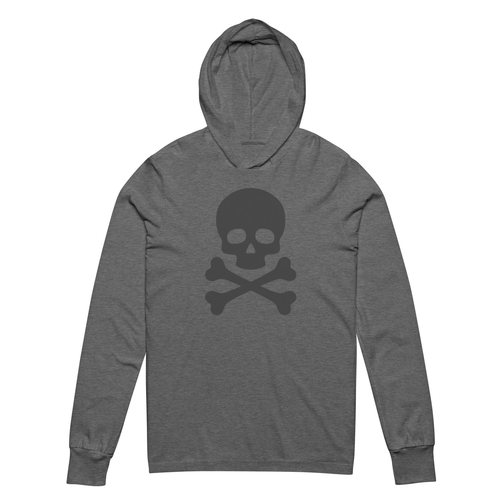 Classic Skull & Cross Bones Hooded Long-sleeve Tee - grey tee black skull logo