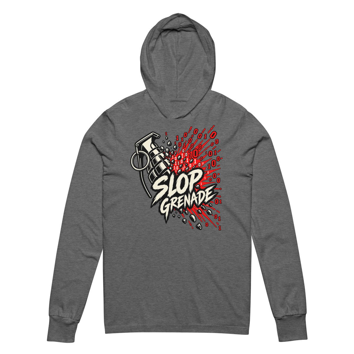 Slop Grenade AI Workplace Hooded long-sleeve tee Graphic Tee — back view
