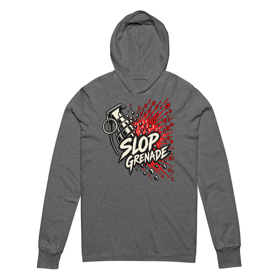 Slop Grenade AI Workplace Hooded long-sleeve tee graphic tee — back view