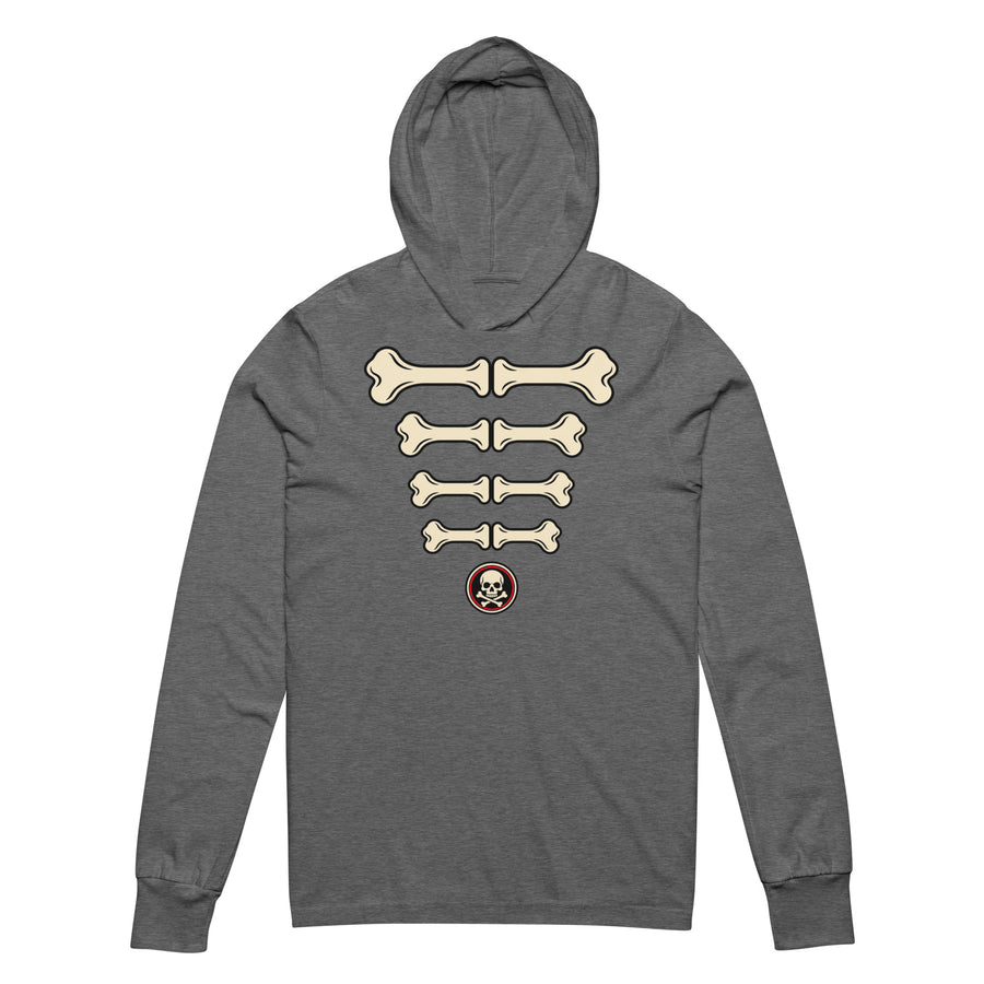 Bare Bones Ribs Stacked Skeleton Hooded long-sleeve tee graphic tee — back view