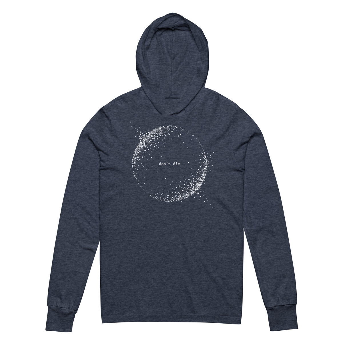 Don't Die Minimal Dot Sphere Hooded Long-sleeve Tee Graphic Tee — front view