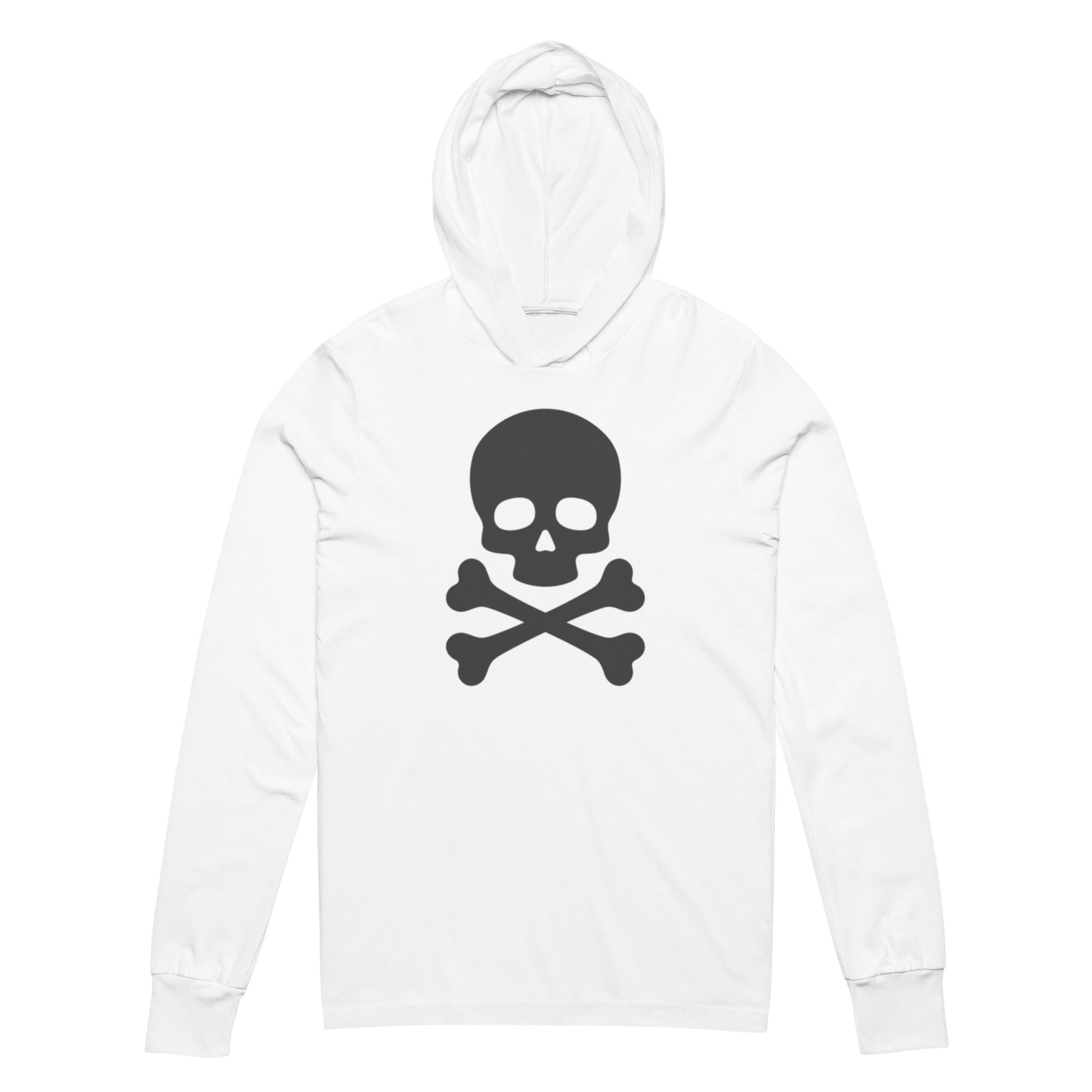 Classic Skull & Cross Bones Hooded Long-sleeve Tee - white tee black skull logo