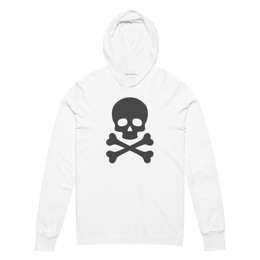 Classic Skull & Cross Bones Hooded Long-sleeve Tee - white tee black skull logo