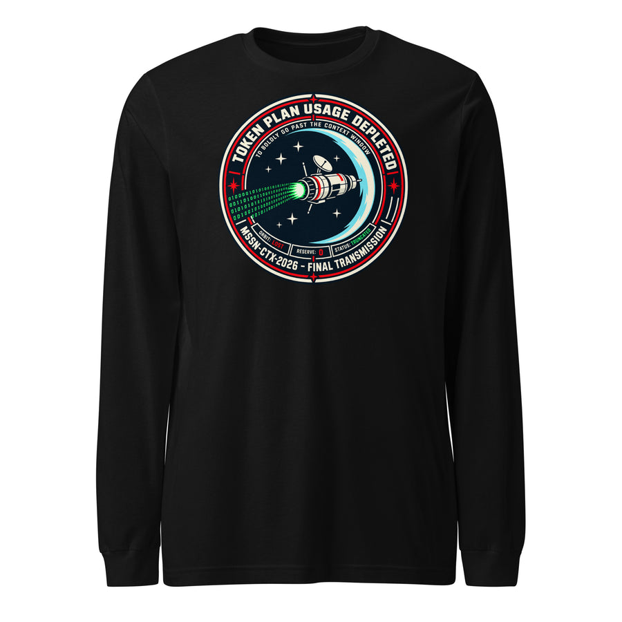 Token Plan Usage Depleted Mission Patch Shirt Long Sleeve Tee - black graphic tee