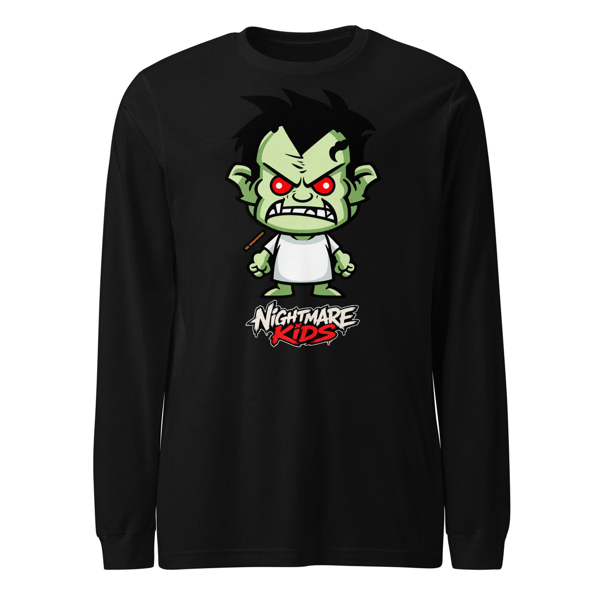 Nightmare Kids Grit Green Monster Kid Long Sleeve Tee Graphic Tee — back view