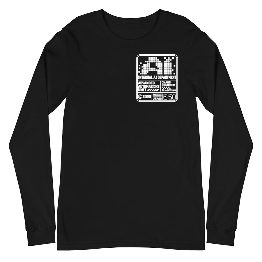 Chaos Engineer Badge Internal AI Department graphic tee — back view