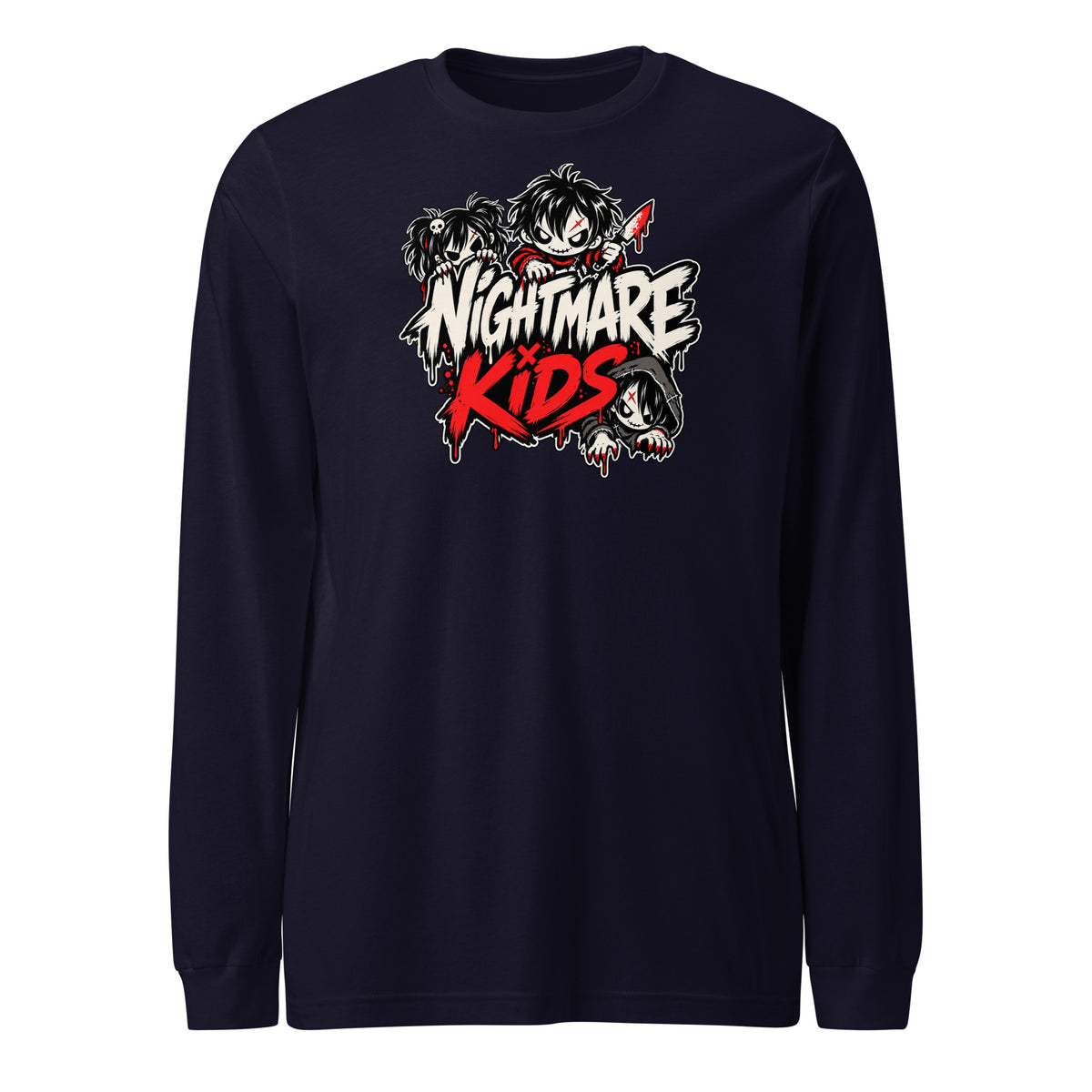 Nightmare Kids Crew Logo Long Sleeve Shirt Graphic Tee — front view