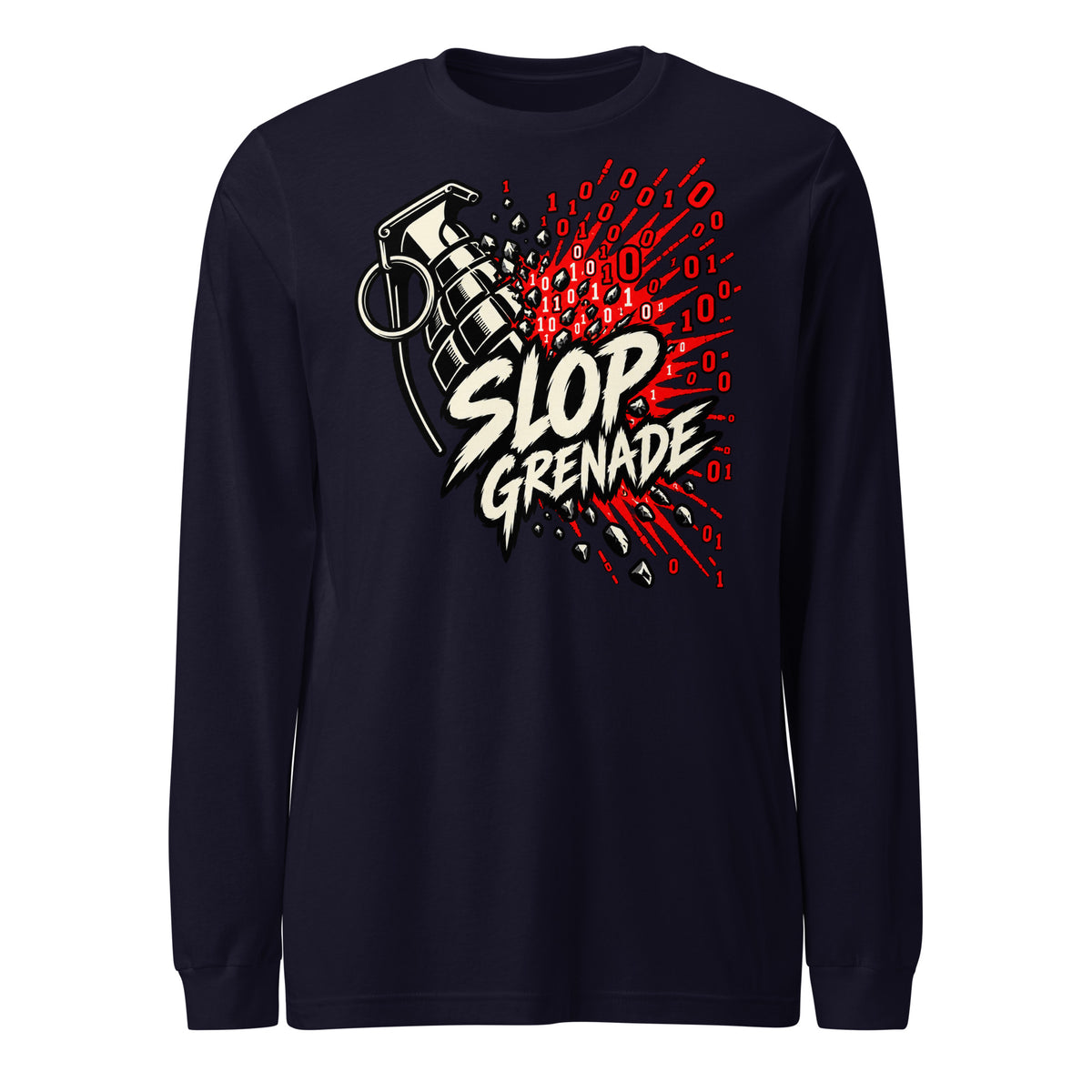 Slop Grenade AI Workplace Long Sleeve Tee AI Slop Satire Long Sleeve Tee — view 3