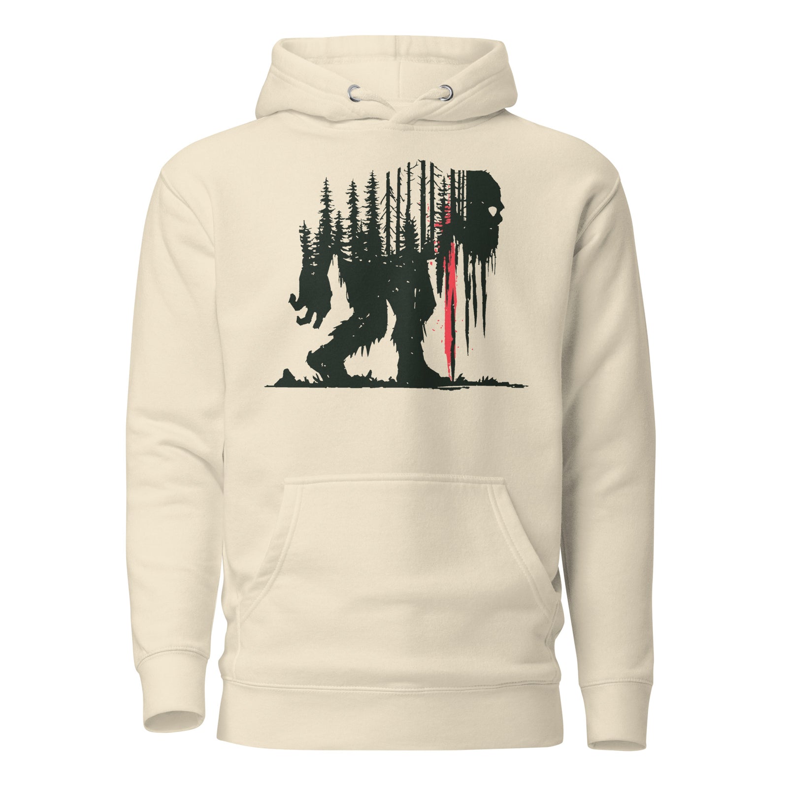 Sasquatch Forest Silhouette Bigfoot Hoodie Graphic Tee — front view