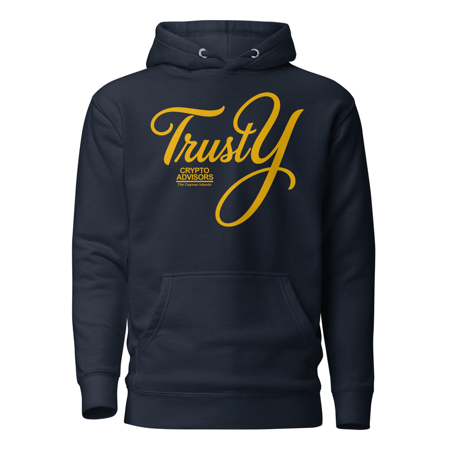 TrustY Crypto Advisors Unisex Hoodie graphic tee — back view