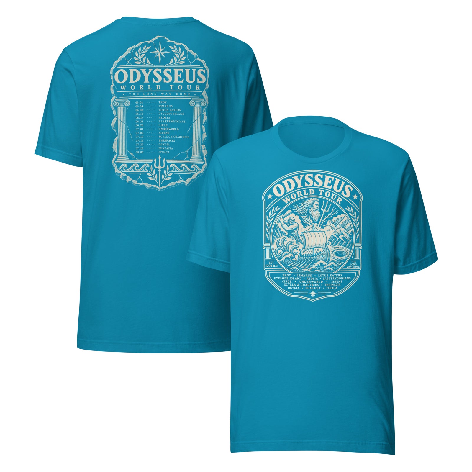 Odysseus World Tour - The Long Way Home Shirt Graphic Tee — back view