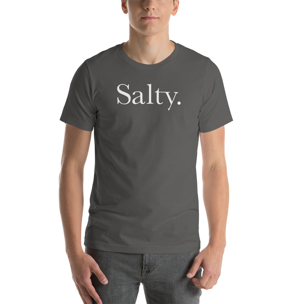 Salty T-shirt - grey shirt with white text