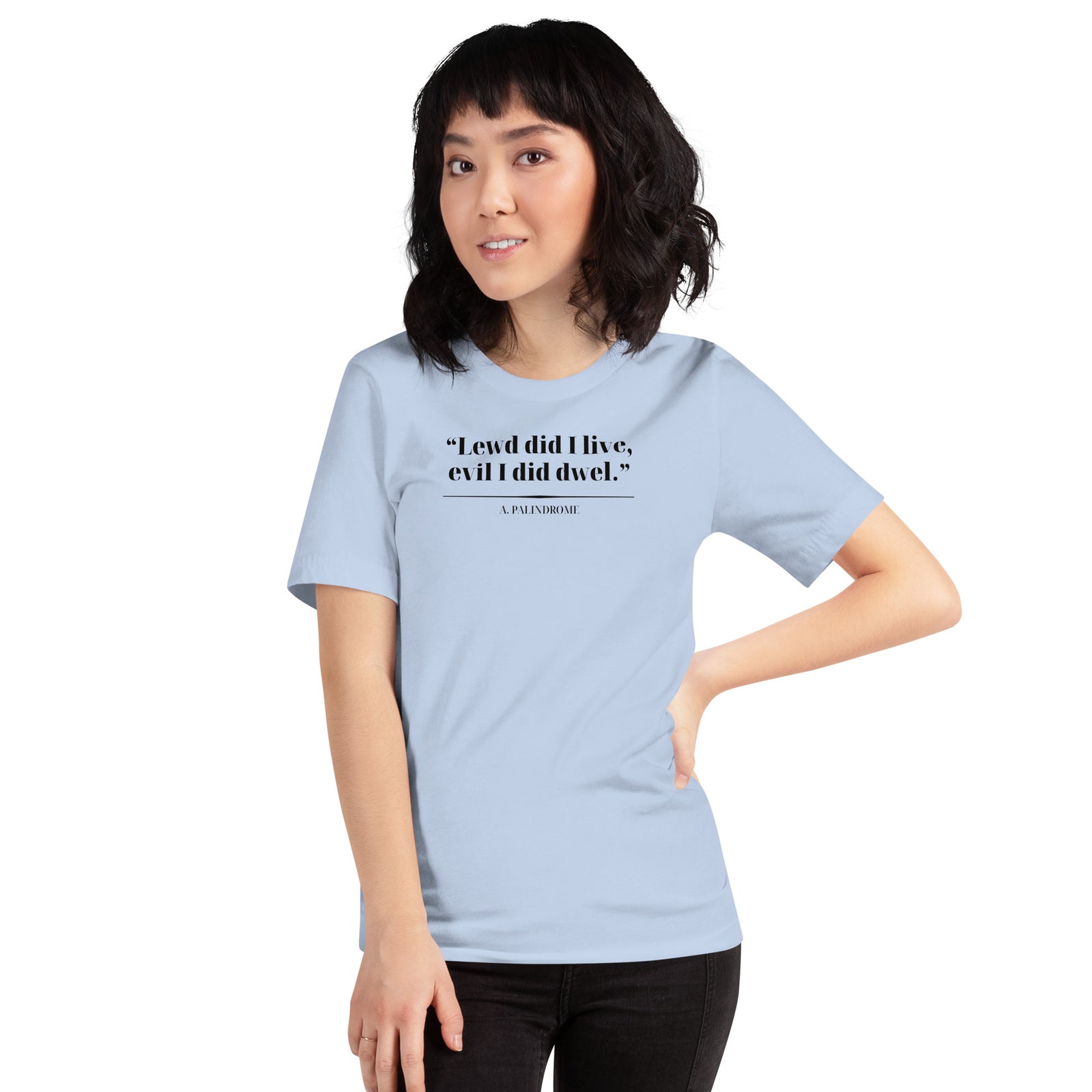 Product mockup Palindrome Literary Wordplay Tee — view 3