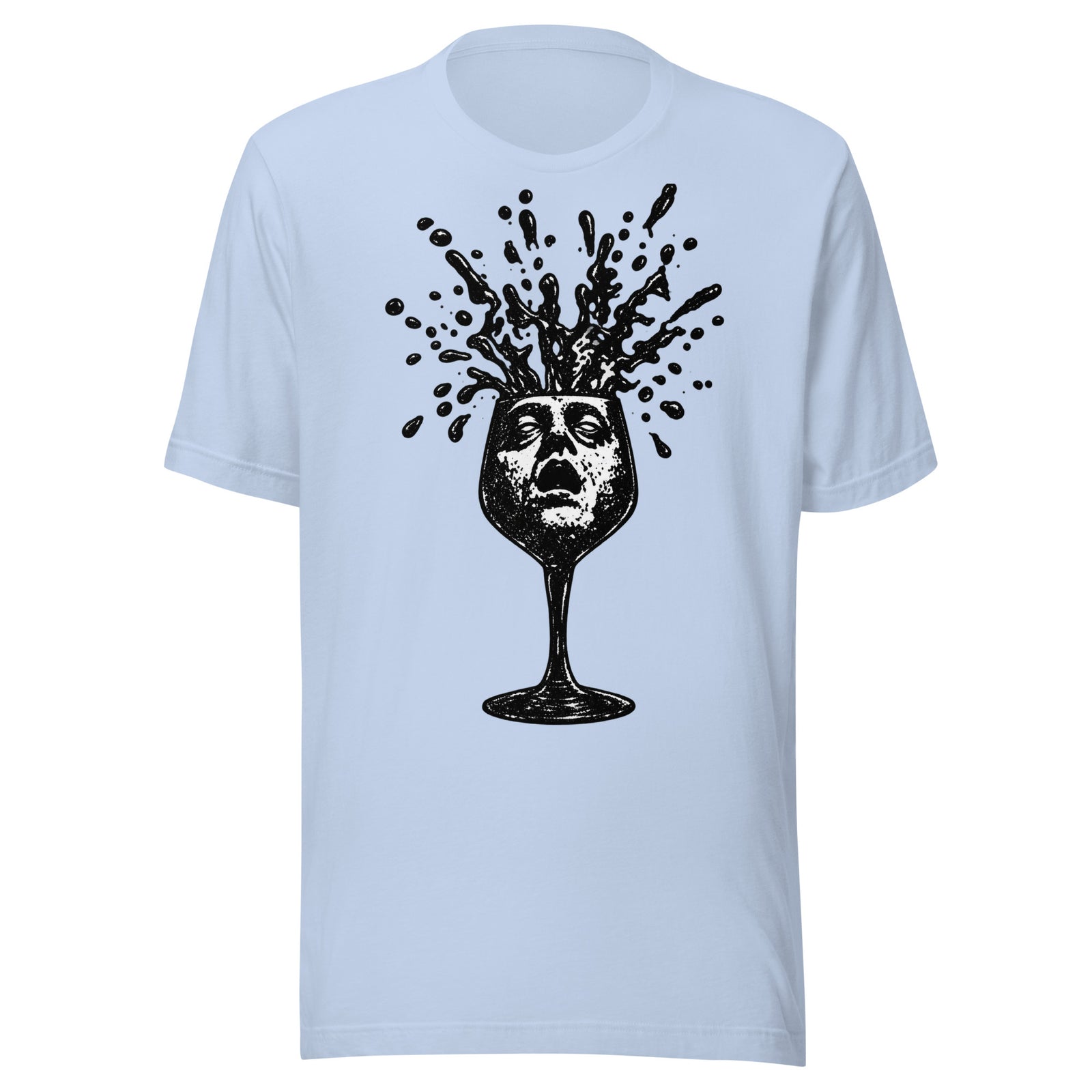 Wine Time Face in Glass Exploding Wine Graphic T-Shirt Graphic Tee — view 6