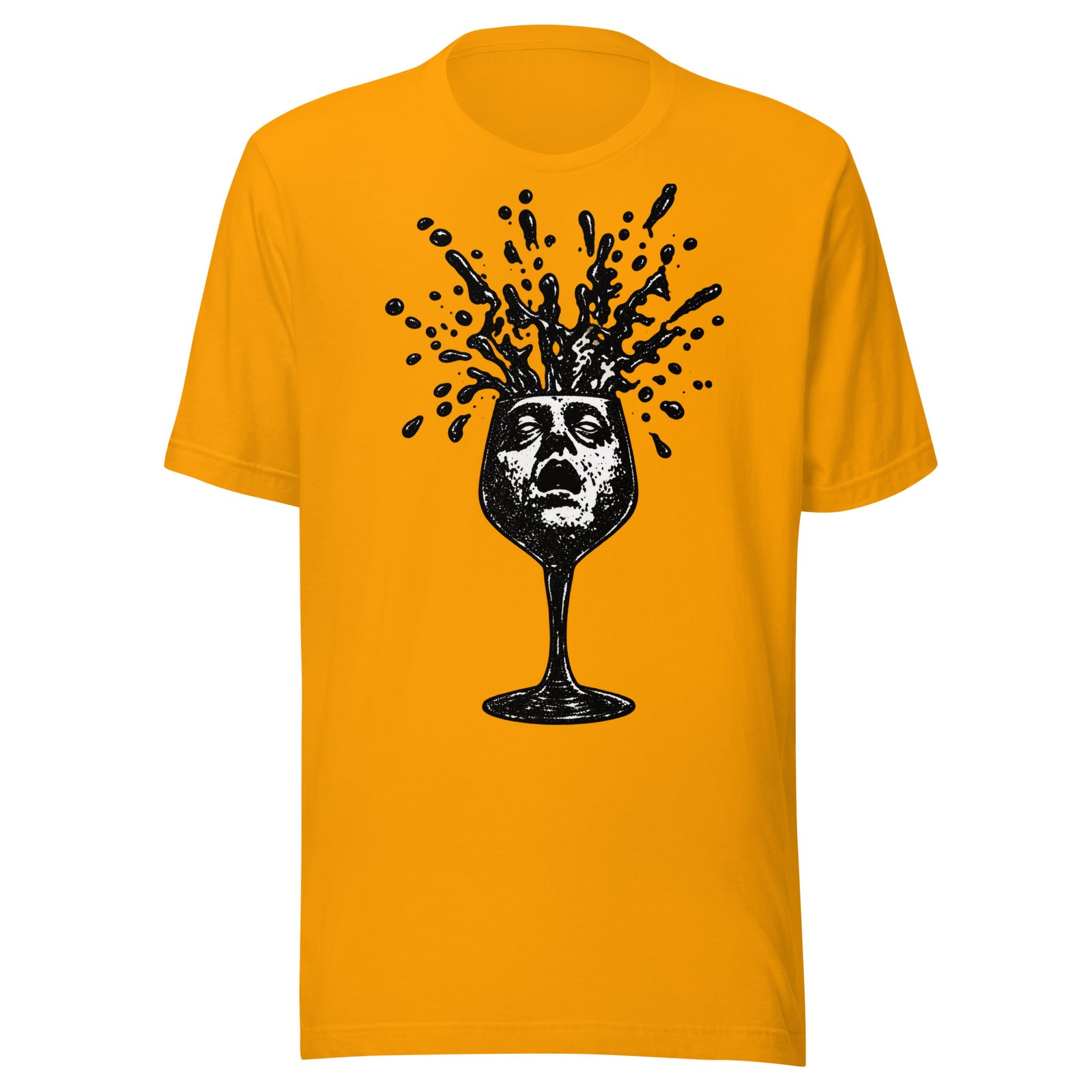 Wine Time Face in Glass Exploding Wine Graphic T-Shirt Graphic Tee — view 4