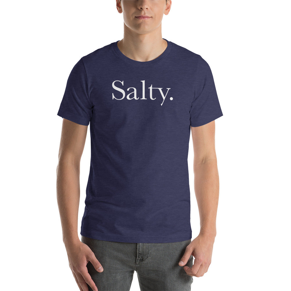 Salty T-shirt - Navy heather with white text