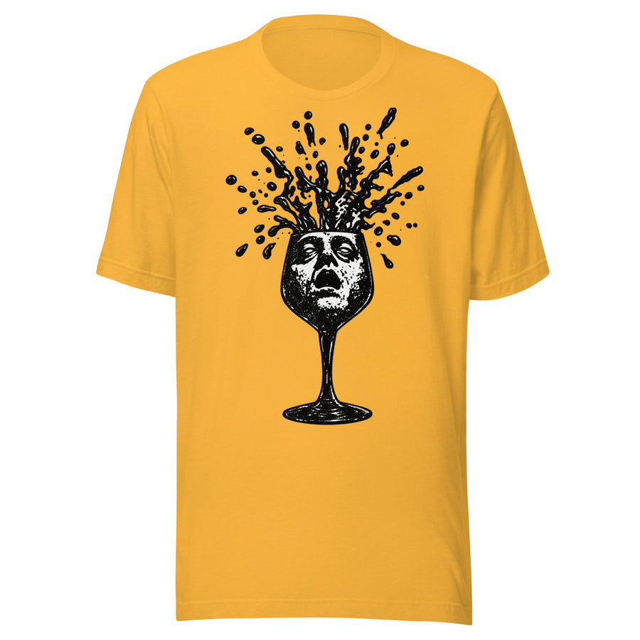 Wine Time Face in Glass Exploding Wine Graphic T-Shirt graphic tee