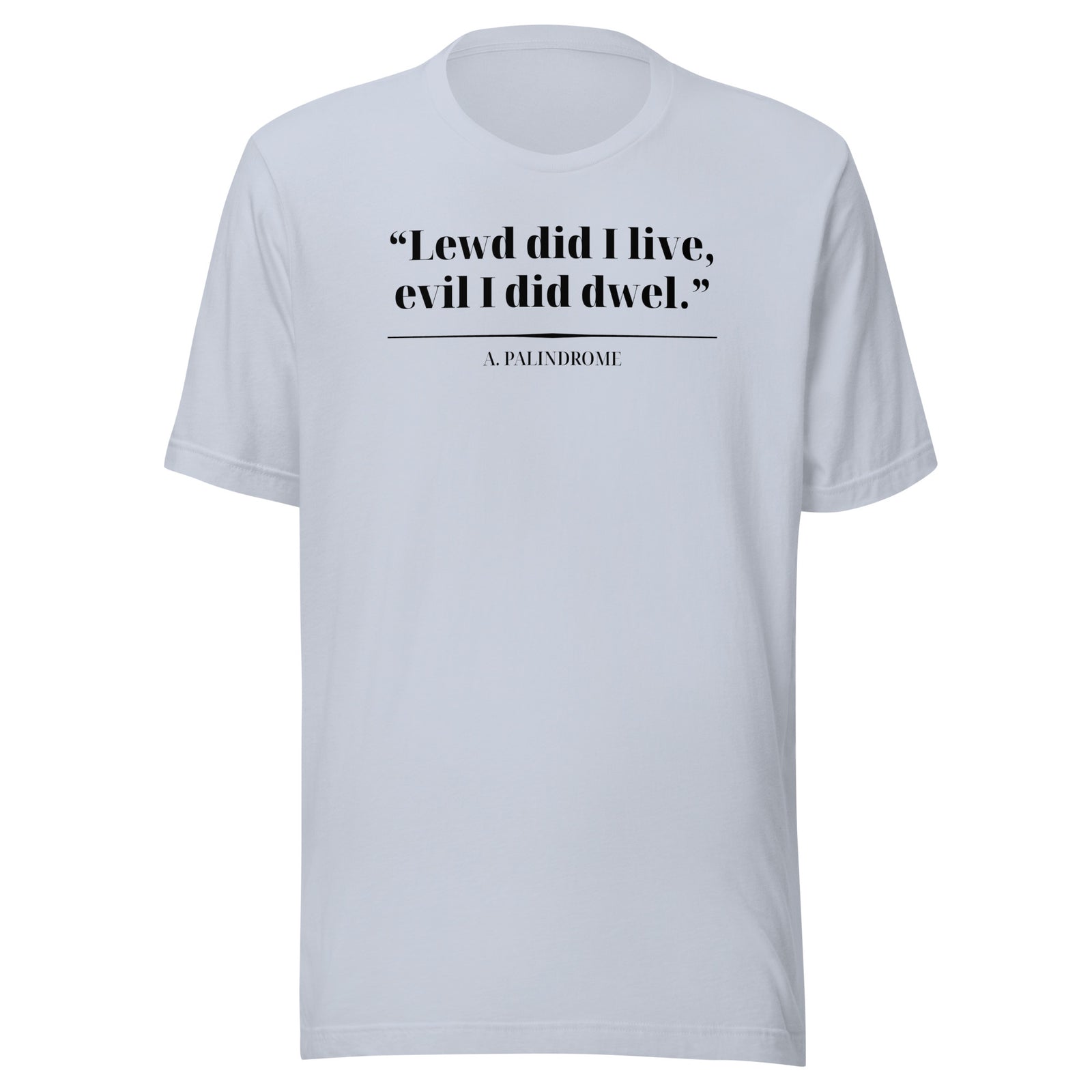 Product mockup Palindrome Literary Wordplay Tee — back view