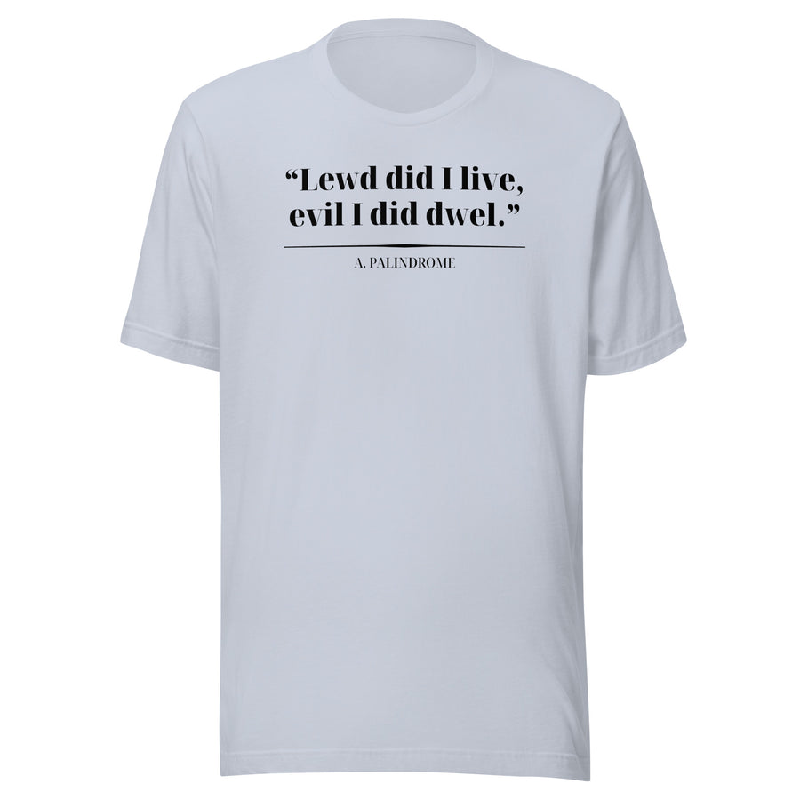 Product mockup Palindrome Literary Wordplay Tee — back view