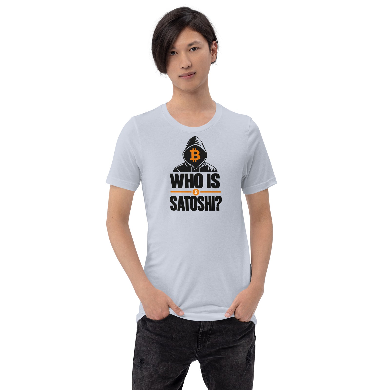 Who Is Satoshi Bitcoin Mystery T-Shirt Bitcoin Satoshi Nakamoto Graphic Tee — back view