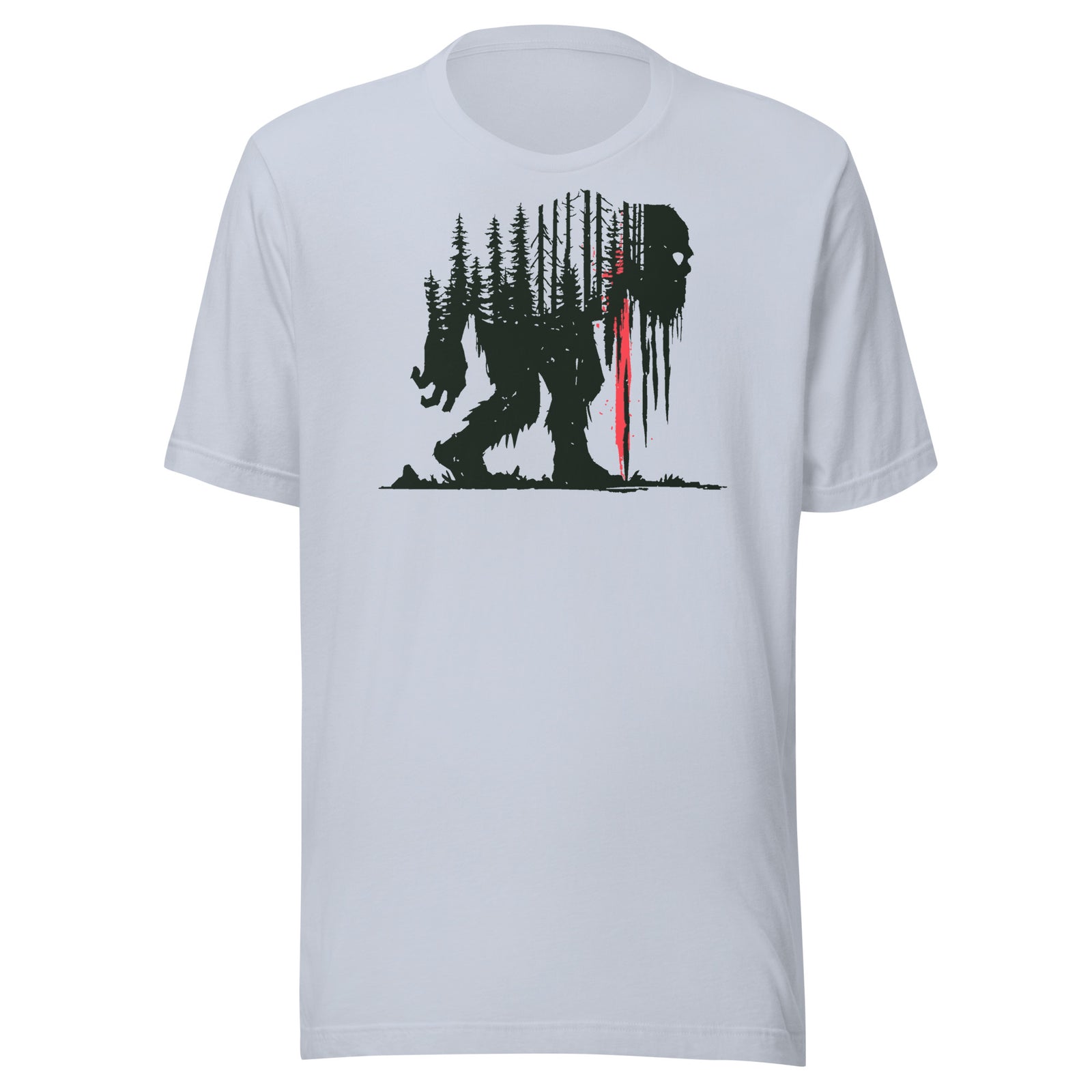 Sasquatch Forest Silhouette Bigfoot Graphic Shirt Graphic Tee — front view