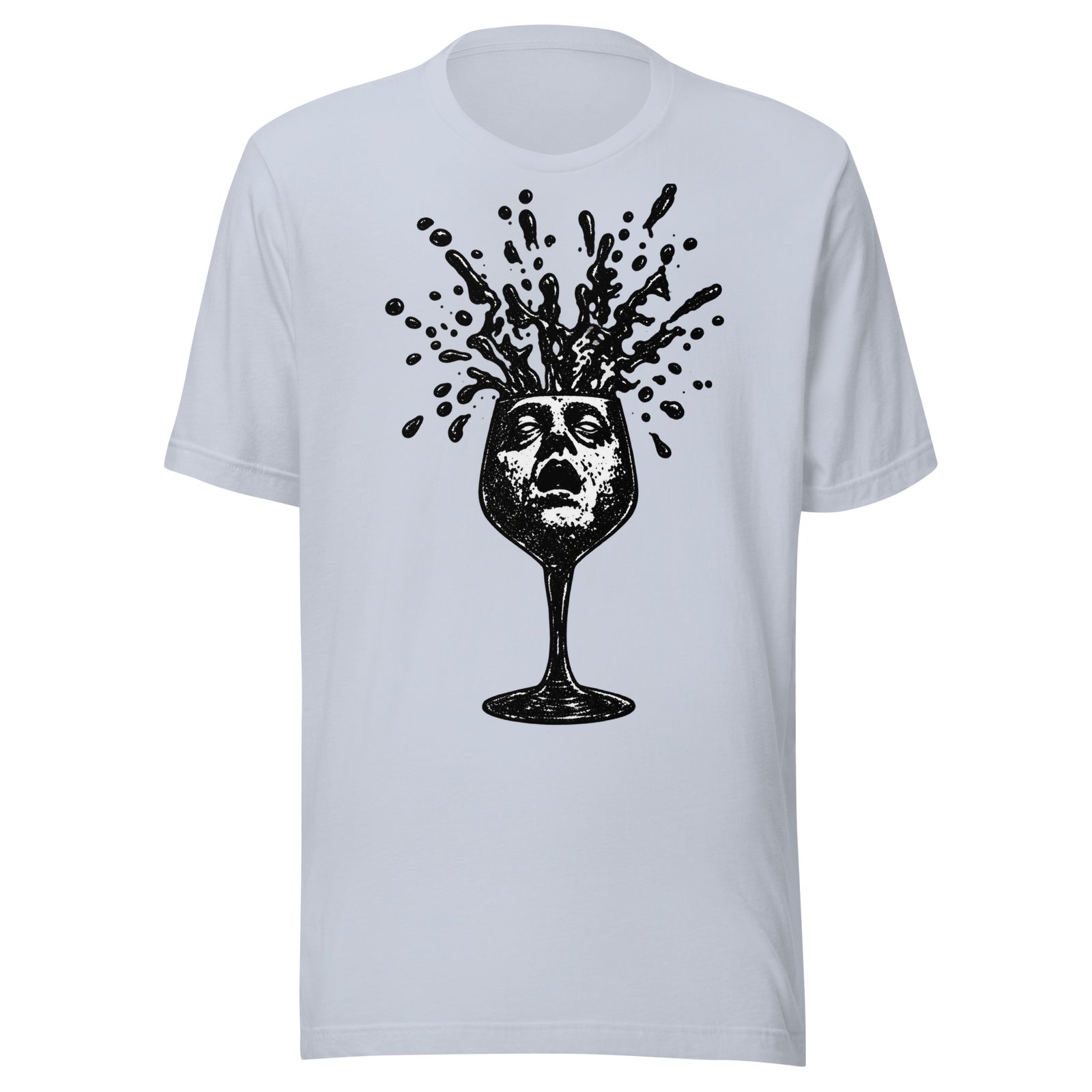Wine Time Face in Glass Exploding Wine Graphic T-Shirt Graphic Tee — view 5
