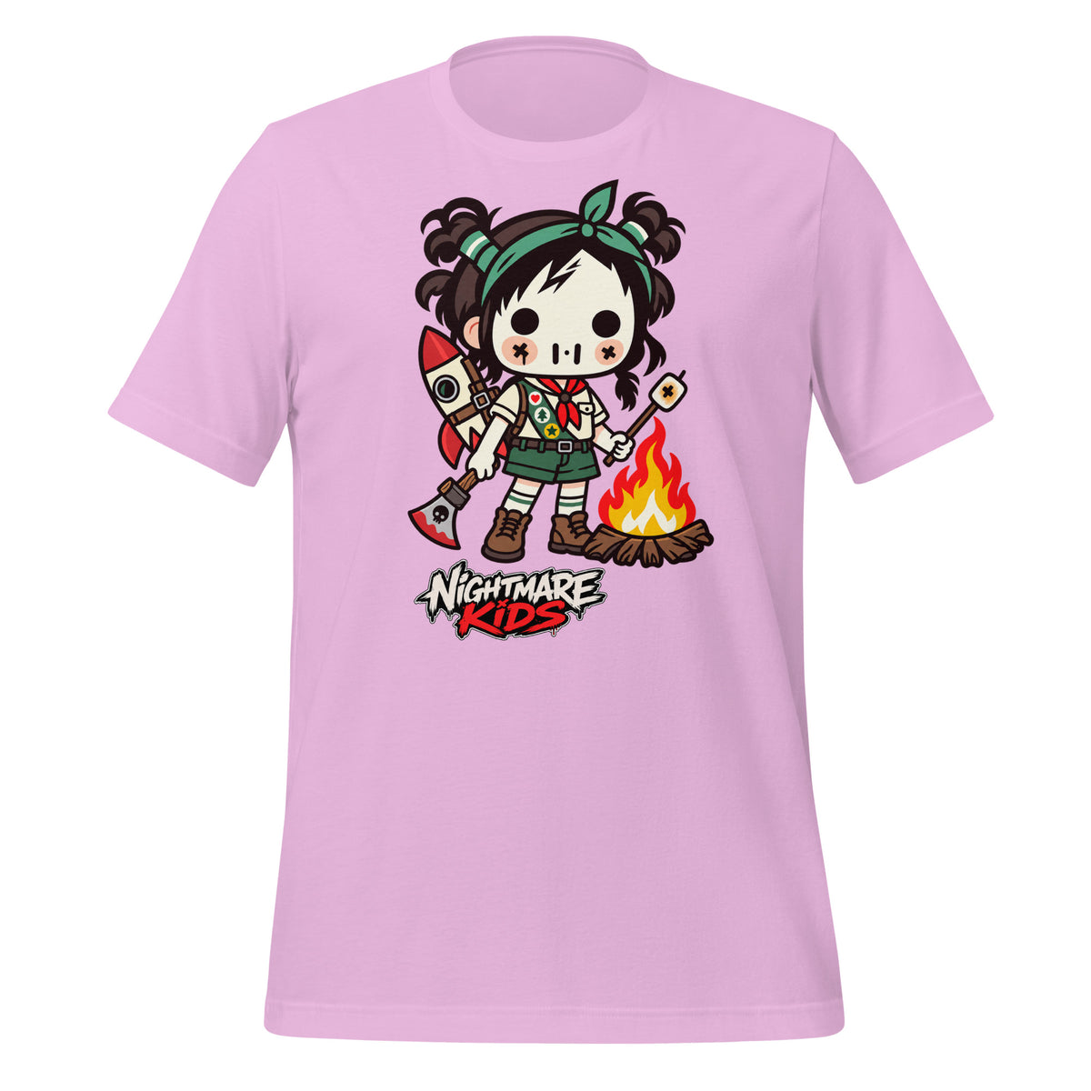 Nightmare Kids Ember Gurl Scout Campfire Shirt Graphic Tee — back view